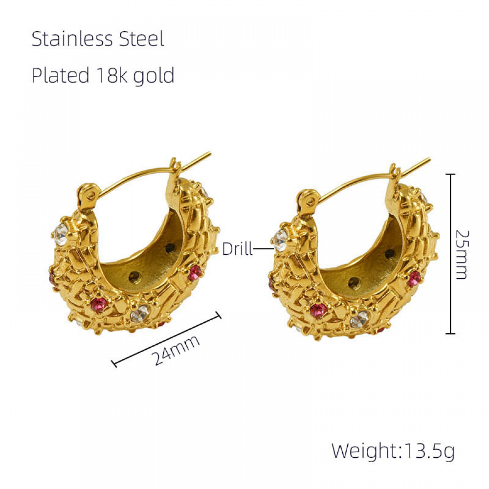 Right Grand 2023 New Vintage Women Trendy Jewelry Twist Folded Gold Plated Chunky Hoops Earrings Stainless Steel