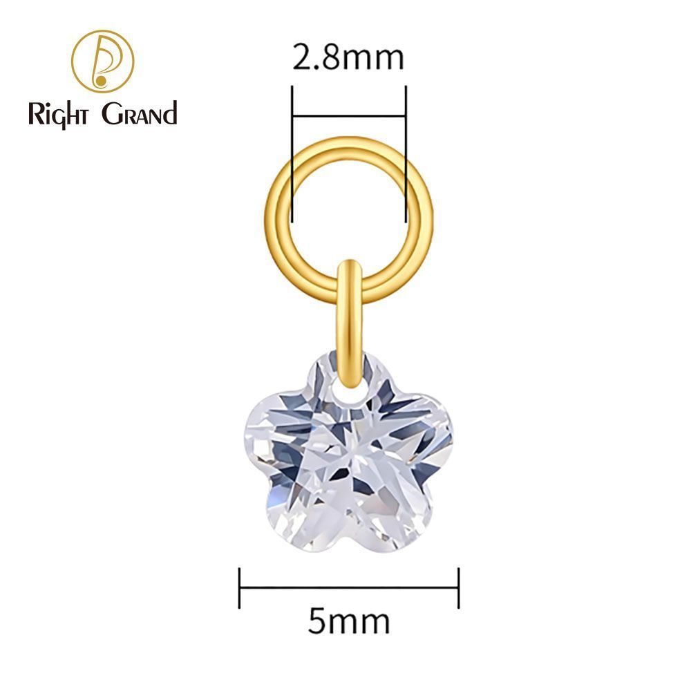 Right Grand Titanium Plum Blossom CZ Drop Ring Charm for Ear Lobe Dangle Hoop Huggie Earrings