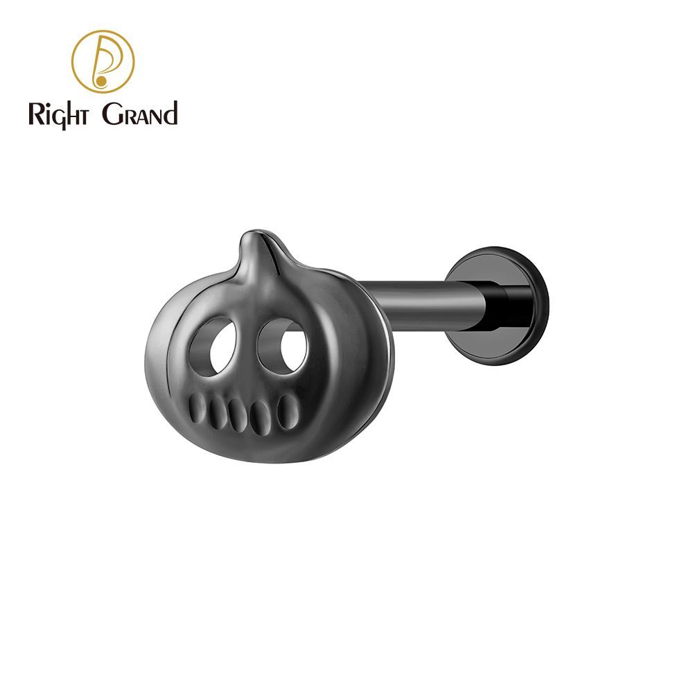 Right Grand Titanium 16G/18G Threadless Push Pin Halloween Pumpkin Ghost Punk Labret Ring 16G Flat Back Cartilage Stud Earring Conch Helix Lip Piercing Jewelry