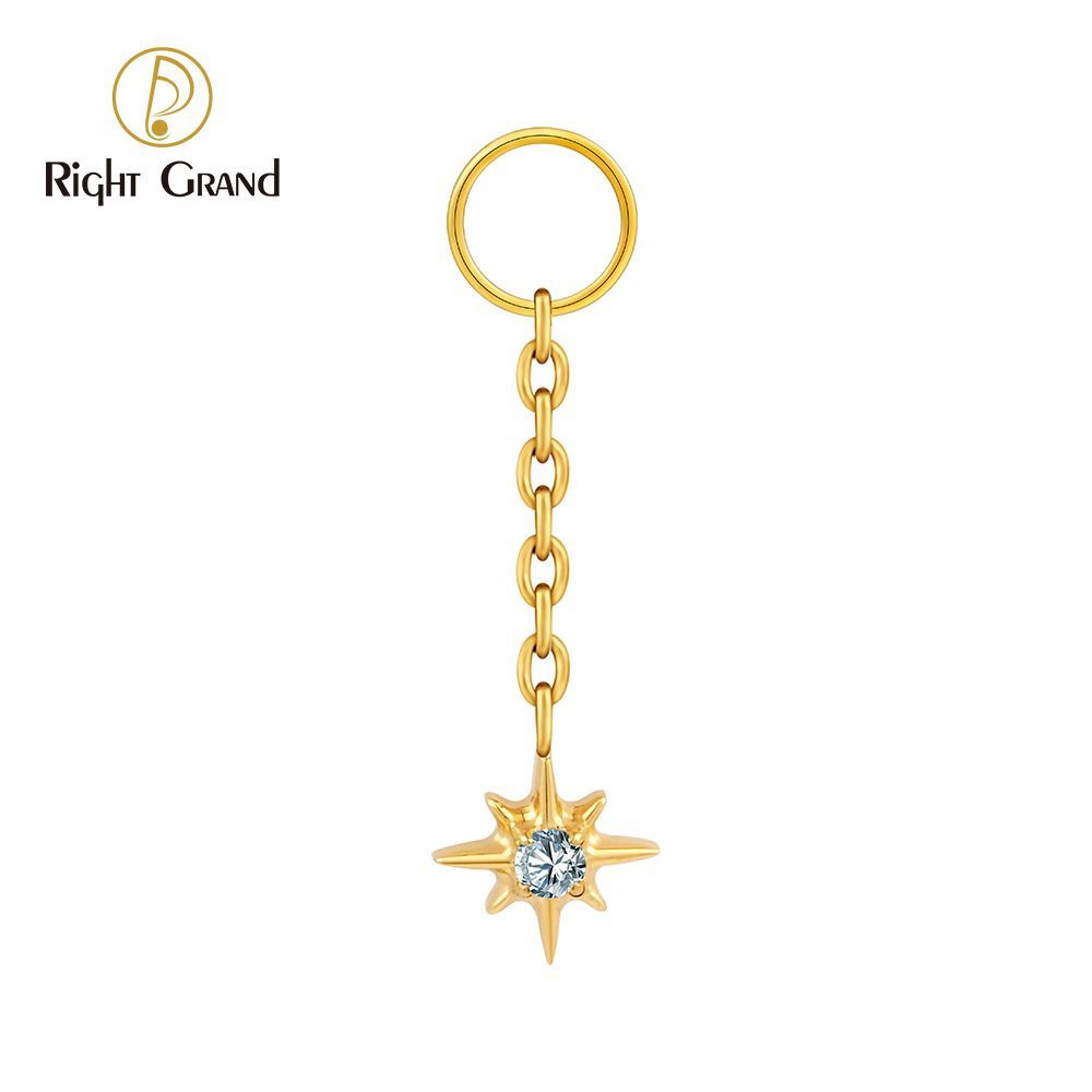 Right Grand ASTM F136 Titanium Starlight Drop Ring Charm for Ear Lobe Dangle Hoop Huggie Earrings
