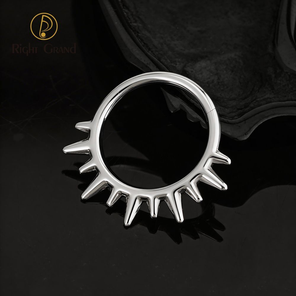 Right Grand ASTM F136 Titanium 16G Sunlight Hinged Clicker Segment Hoop Ring Daith Earring Septem Nose Piercing