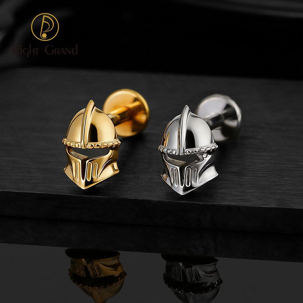 Right Grand ASTM F136 Titanium Internal Thread Helmet Labret Ring 16G Flat Back Cartilage Stud Earring Conch Helix Lip Piercing Jewelry