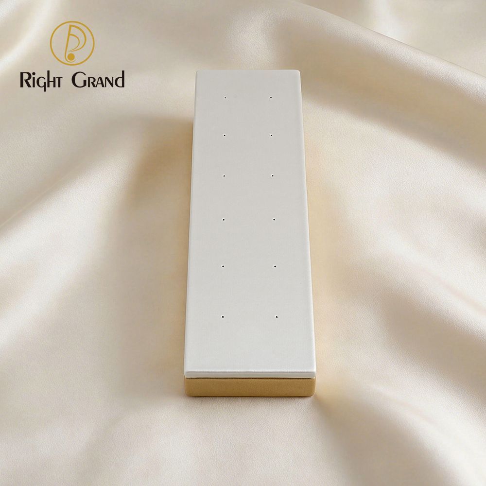 Right Grand High Quality Fiberboard Leather Rectangular Sloped Display Stand for Piercing Body Jewelry Modern Display Holder with 12 Holes