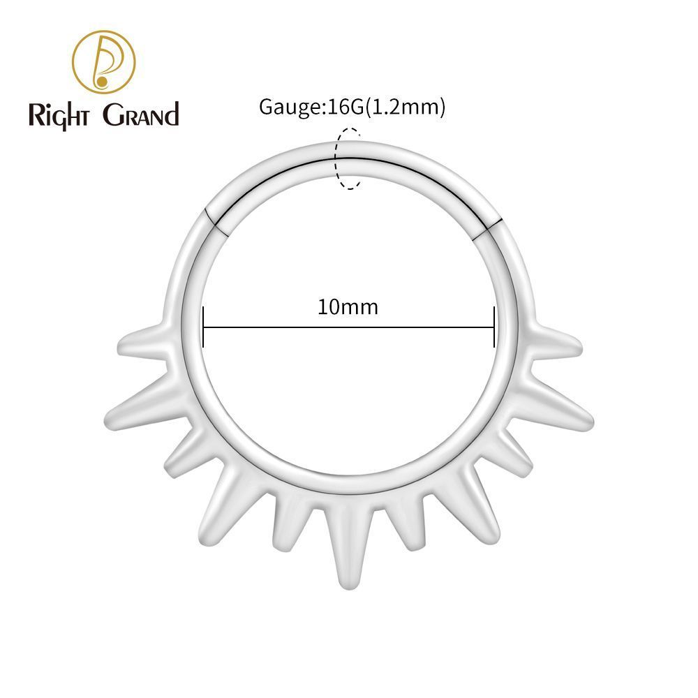 Right Grand ASTM F136 Titanium 16G Sunlight Hinged Clicker Segment Hoop Ring Daith Earring Septem Nose Piercing