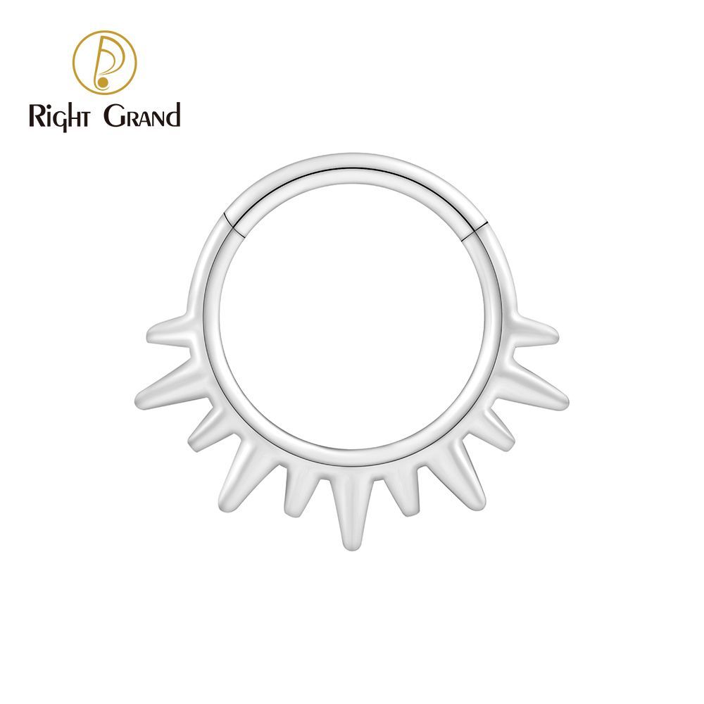 Right Grand ASTM F136 Titanium 16G Sunlight Hinged Clicker Segment Hoop Ring Daith Earring Septem Nose Piercing