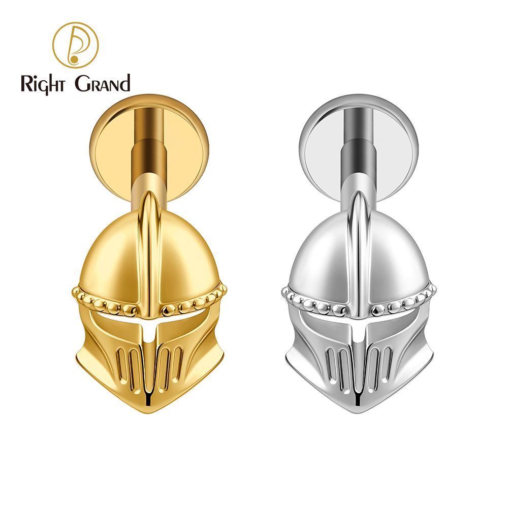Right Grand ASTM F136 Titanium Internal Thread Helmet Labret Ring 16G Flat Back Cartilage Stud Earring Conch Helix Lip Piercing Jewelry