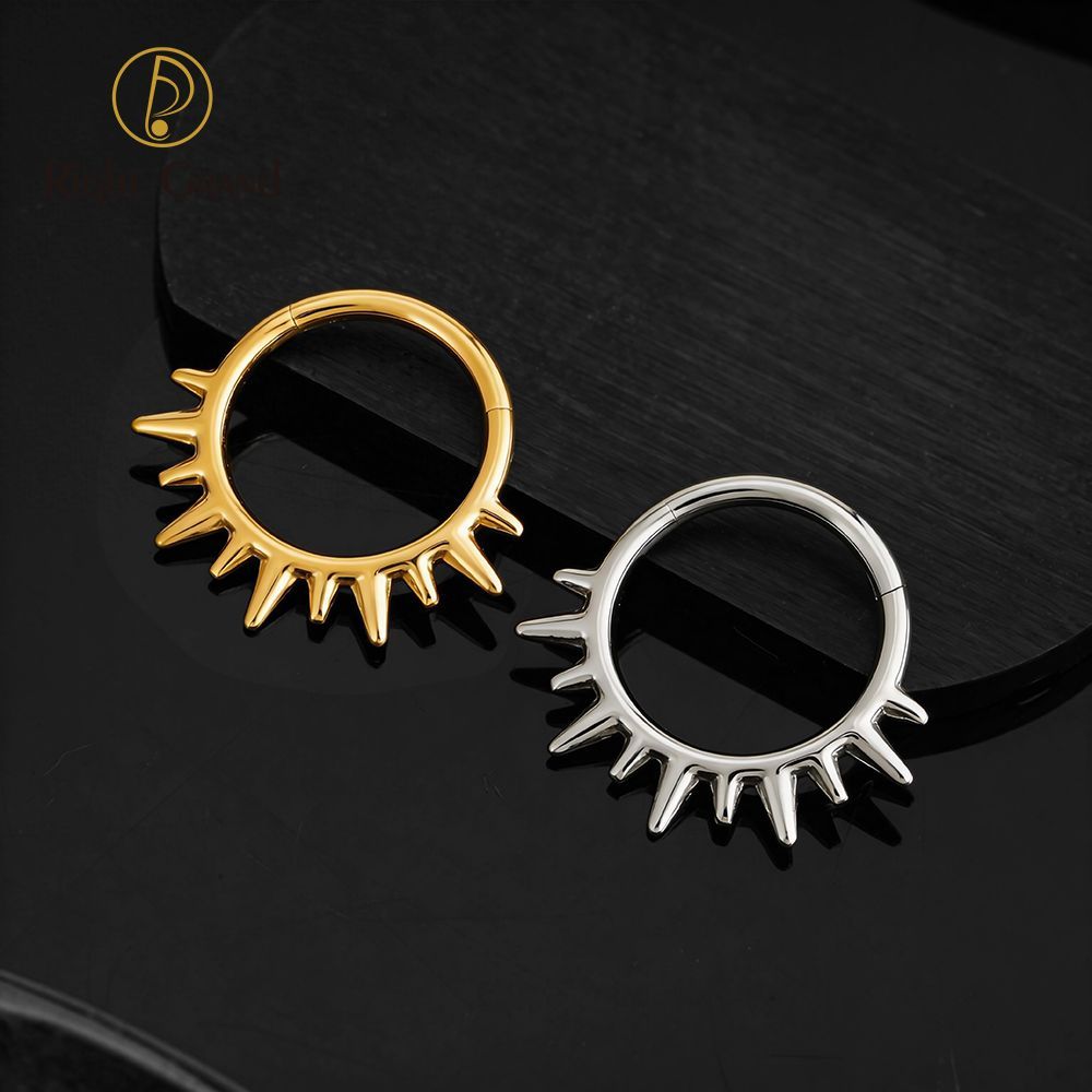 Right Grand ASTM F136 Titanium 16G Sunlight Hinged Clicker Segment Hoop Ring Daith Earring Septem Nose Piercing