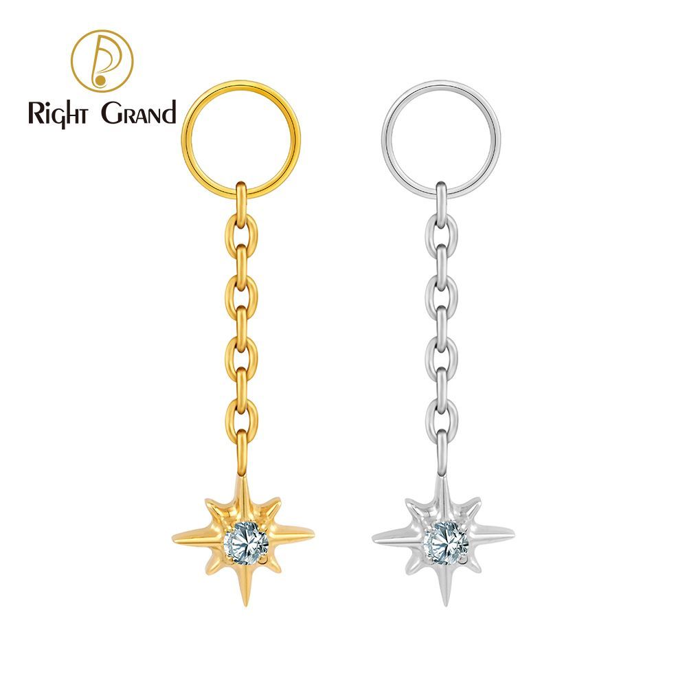 Right Grand ASTM F136 Titanium Starlight Drop Ring Charm for Ear Lobe Dangle Hoop Huggie Earrings