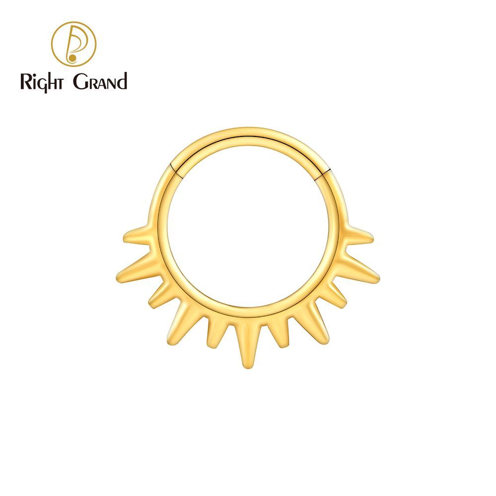Right Grand ASTM F136 Titanium 16G Sunlight Hinged Clicker Segment Hoop Ring Daith Earring Septem Nose Piercing