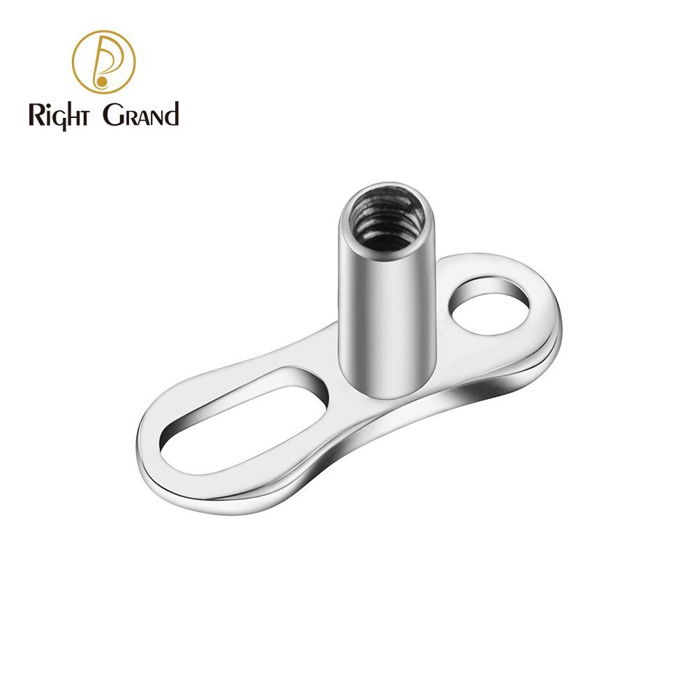 Right Grand Implant Grade ASTM F136 Titanium Mirror Polish Dermal Anchor Base