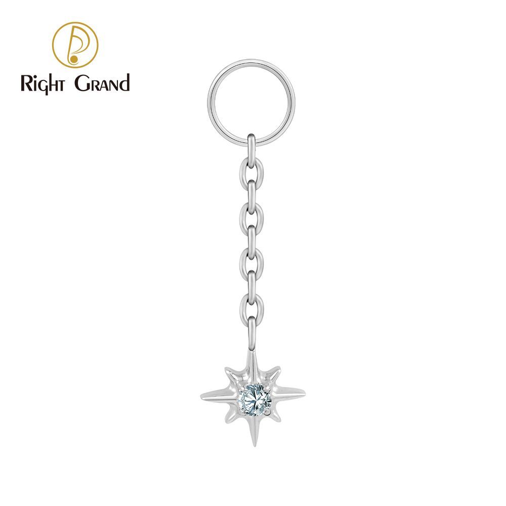 Right Grand ASTM F136 Titanium Starlight Drop Ring Charm for Ear Lobe Dangle Hoop Huggie Earrings