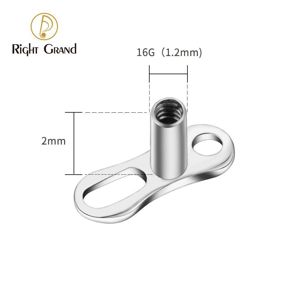 Right Grand Implant Grade ASTM F136 Titanium Mirror Polish Dermal Anchor Base