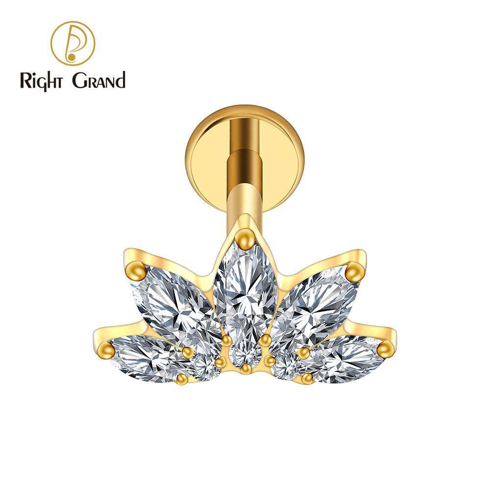 Right Grand Titanium 16G/18G Threadless Push Pin Heart Letter F**K YOU Labret Ring 16G Flat Back Cartilage Stud Earring Conch Helix Lip Piercing Jewelry