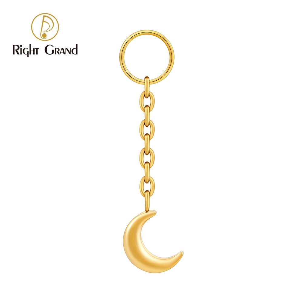 Right Grand ASTM F136 Titanium Moon Drop Ring Charm for Ear Lobe Dangle Hoop Huggie Earrings