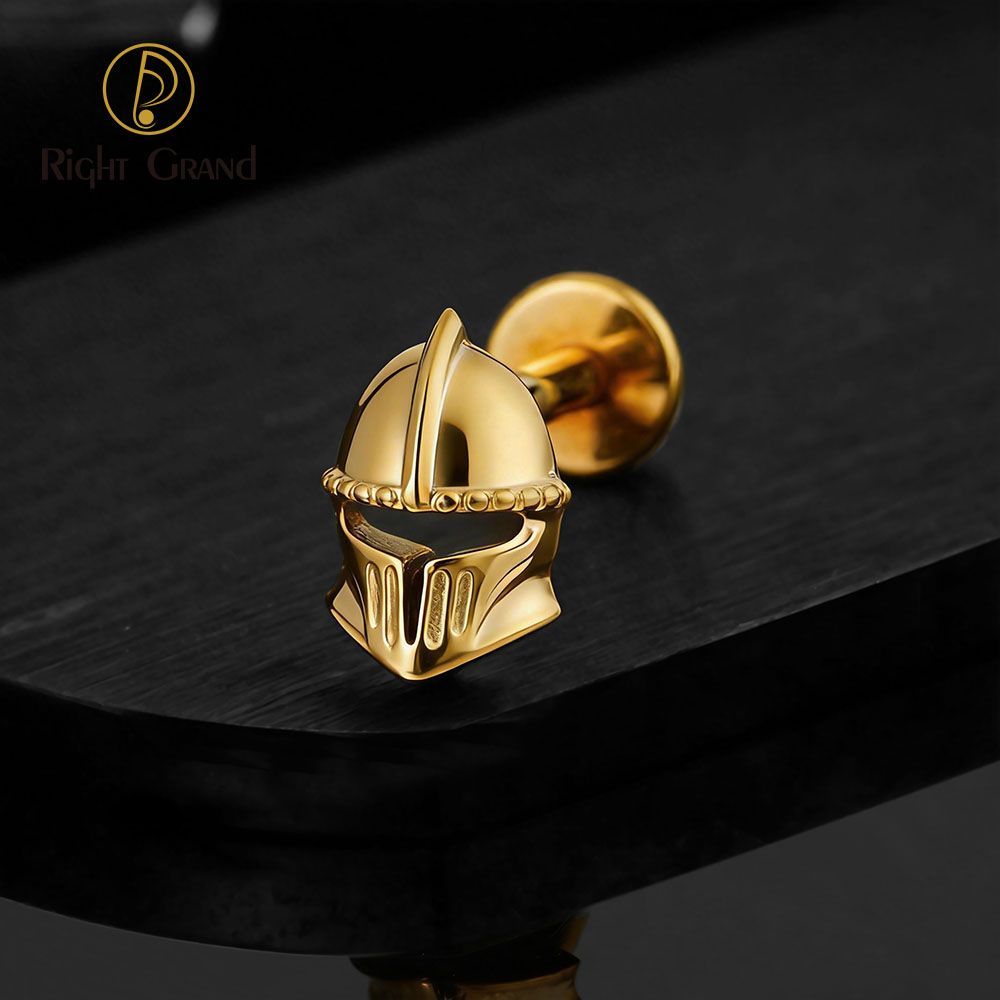 Right Grand ASTM F136 Titanium Internal Thread Helmet Labret Ring 16G Flat Back Cartilage Stud Earring Conch Helix Lip Piercing Jewelry