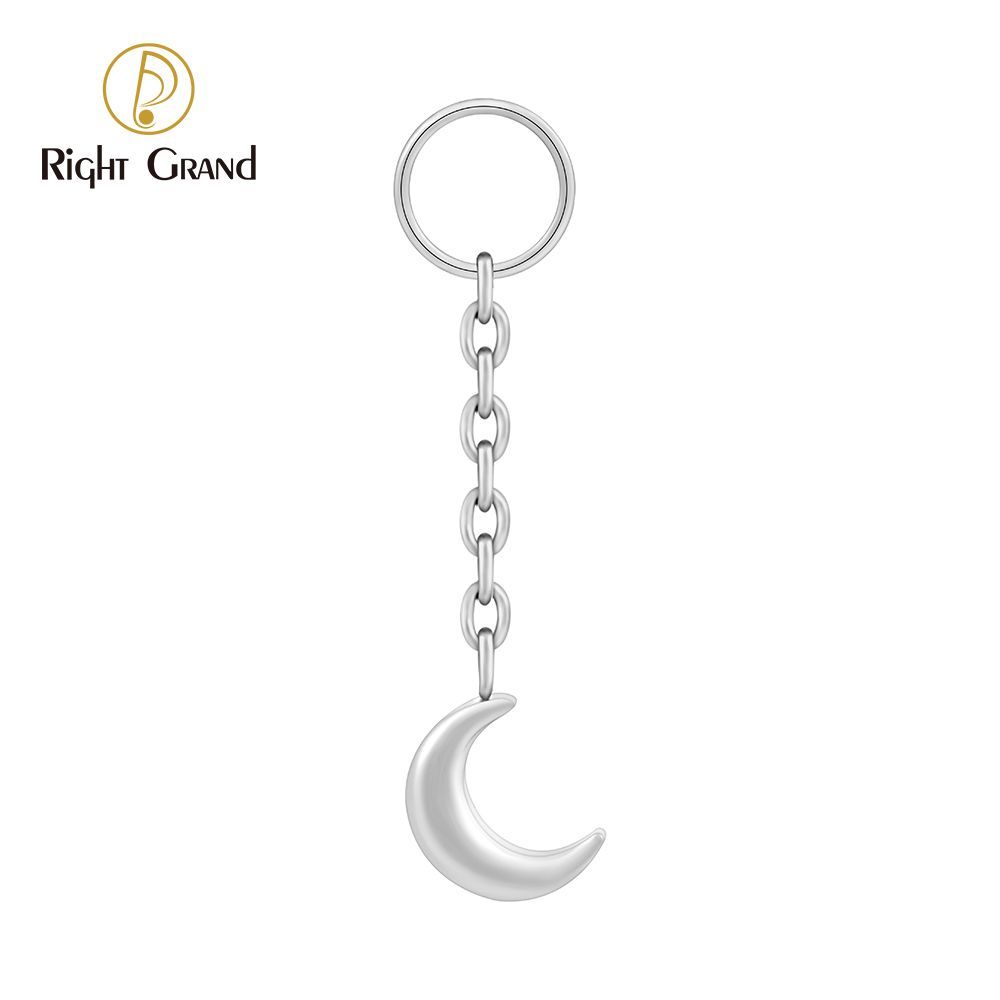 Right Grand ASTM F136 Titanium Moon Drop Ring Charm for Ear Lobe Dangle Hoop Huggie Earrings