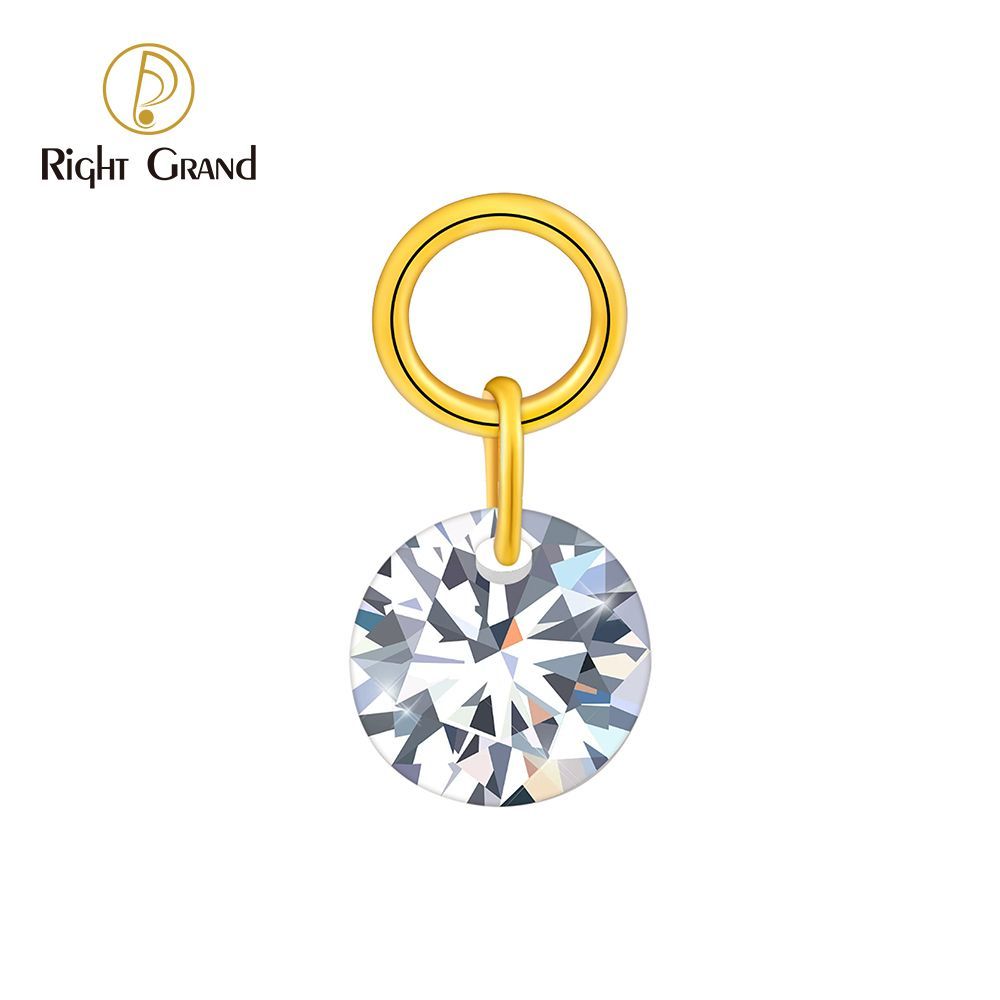 Right Grand ASTM F136 Titanium Round CZ Drop Ring Charm for Ear Lobe Dangle Hoop Huggie Earrings