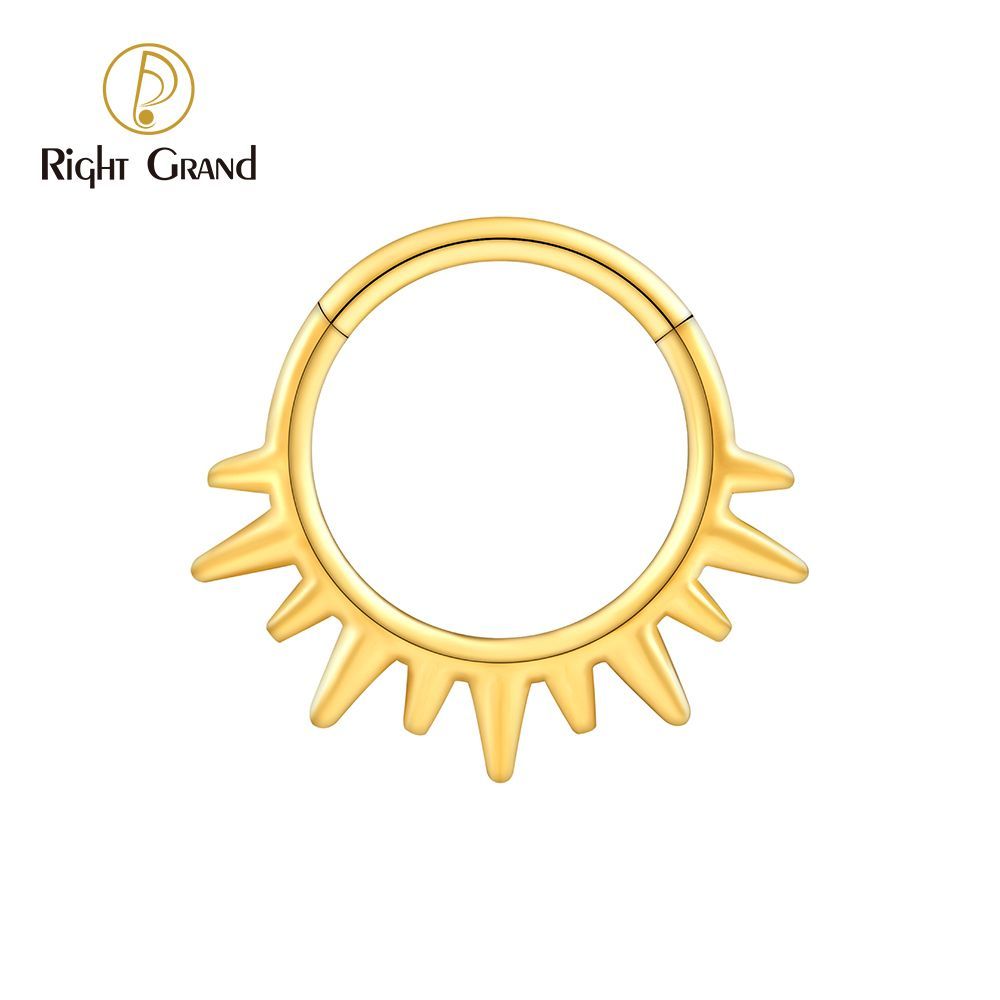 Right Grand ASTM F136 Titanium 16G Sunlight Hinged Clicker Segment Hoop Ring Daith Earring Septem Nose Piercing