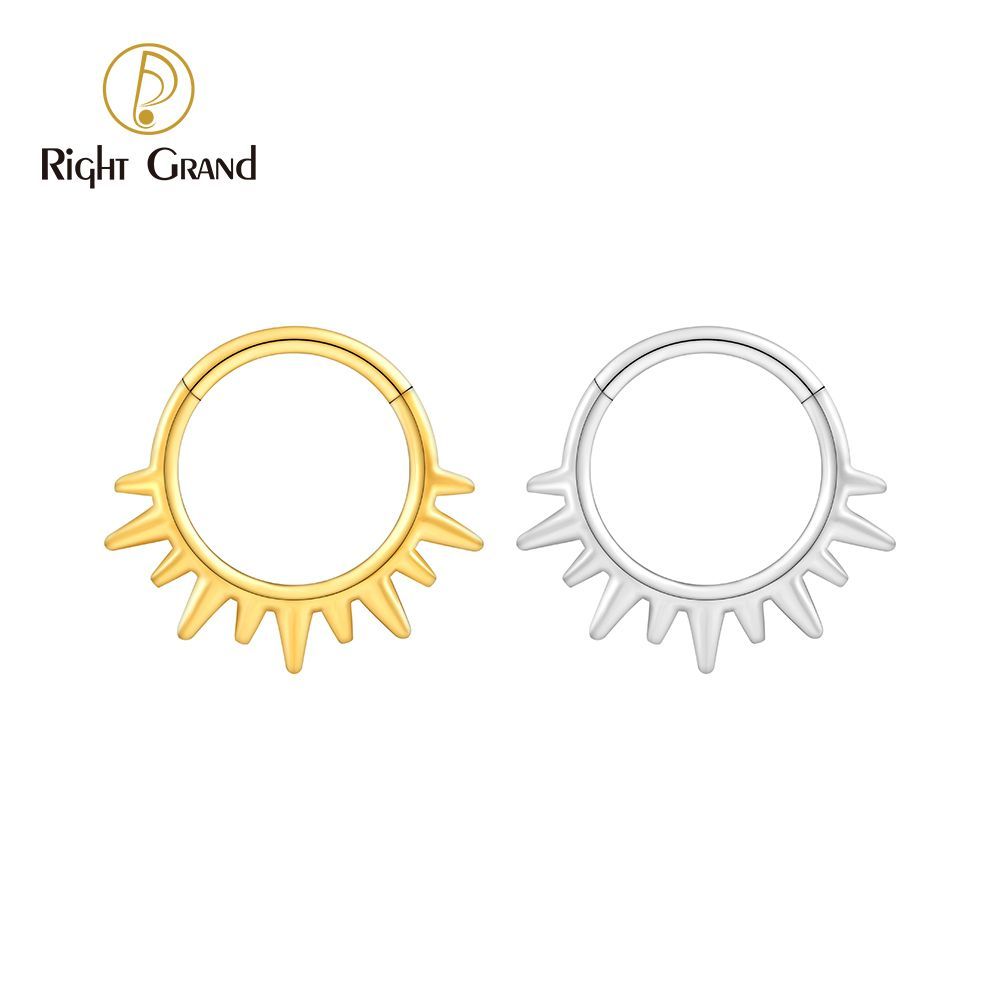 Right Grand ASTM F136 Titanium 16G Sunlight Hinged Clicker Segment Hoop Ring Daith Earring Septem Nose Piercing
