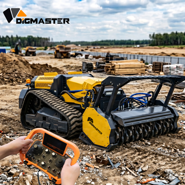 High Power 75HP Diesel 4WD Remote Control Robotic Mulcher Crawler Mower 22 Cutting Width for 55 Degree Steep Slope Vegetation