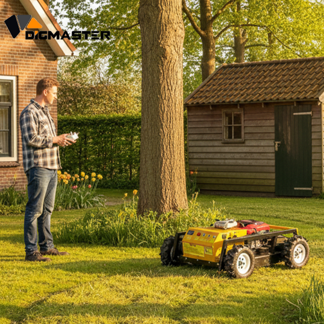 High Power 75HP Diesel 4WD Remote Control Robotic Mulcher Crawler Mower 22 Cutting Width for 55 Degree Steep Slope Vegetation