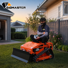 2 in 1 RC Tracked Lawn Mower with Front Shovel Gasoline Hybrid Remote Control  Clearing Machine