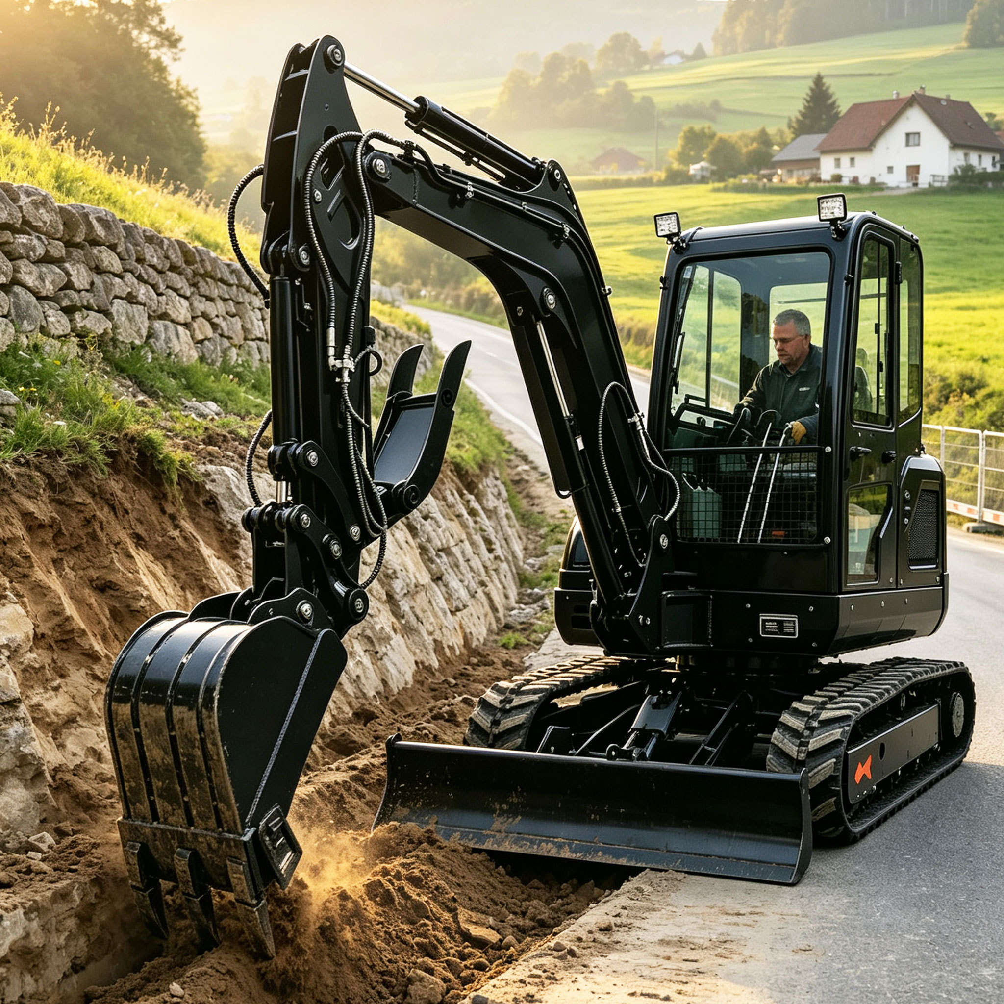 FREE SHIPPING 2026 New Model 3 Ton Mini Crawler Excavator CE Closed Cabin Air Condition EURO 5 Engine for EU Construction