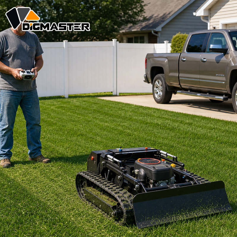 High Power 75HP Diesel 4WD Remote Control Robotic Mulcher Crawler Mower 22 Cutting Width for 55 Degree Steep Slope Vegetation