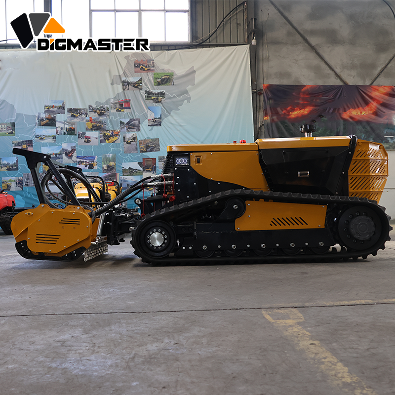High Power 75HP Diesel 4WD Remote Control Robotic Mulcher Crawler Mower 22 Cutting Width for 55 Degree Steep Slope Vegetation