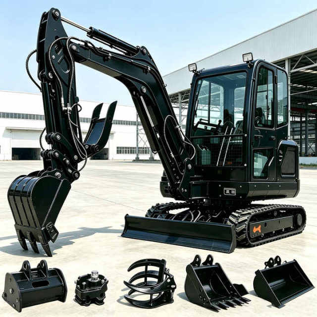 FREE SHIPPING 2026 New Model 3 Ton Mini Crawler Excavator CE Closed Cabin Air Condition EURO 5 Engine for EU Construction