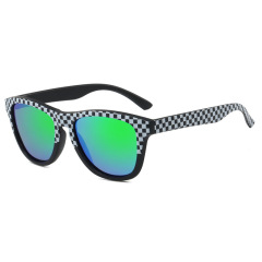 Black White Grid Frame Green Lens