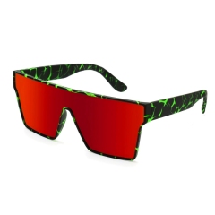 Green Grain Frame Mirrored Red Lens