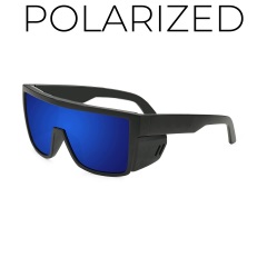 Black Frame Mirrored Blue Polarized Lens