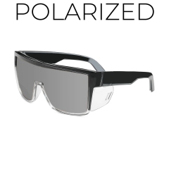 Clear Black Frame Mirrored Silver Polarized Lens