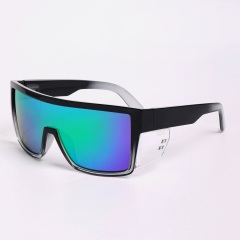 Clear Black Frame Mirrored Green Blue Lens