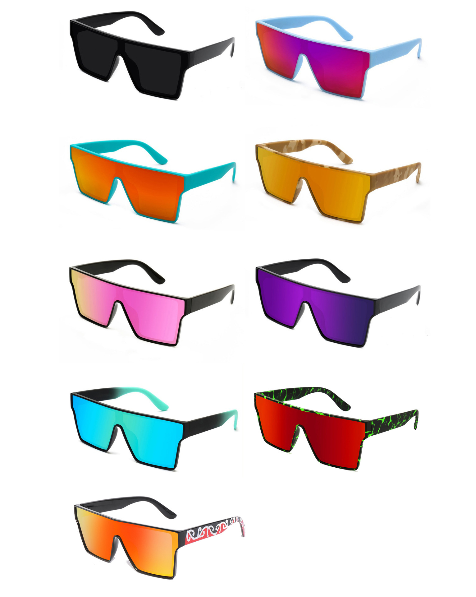 TR90 Flat Top One-Piece Polarized Sunglasses
