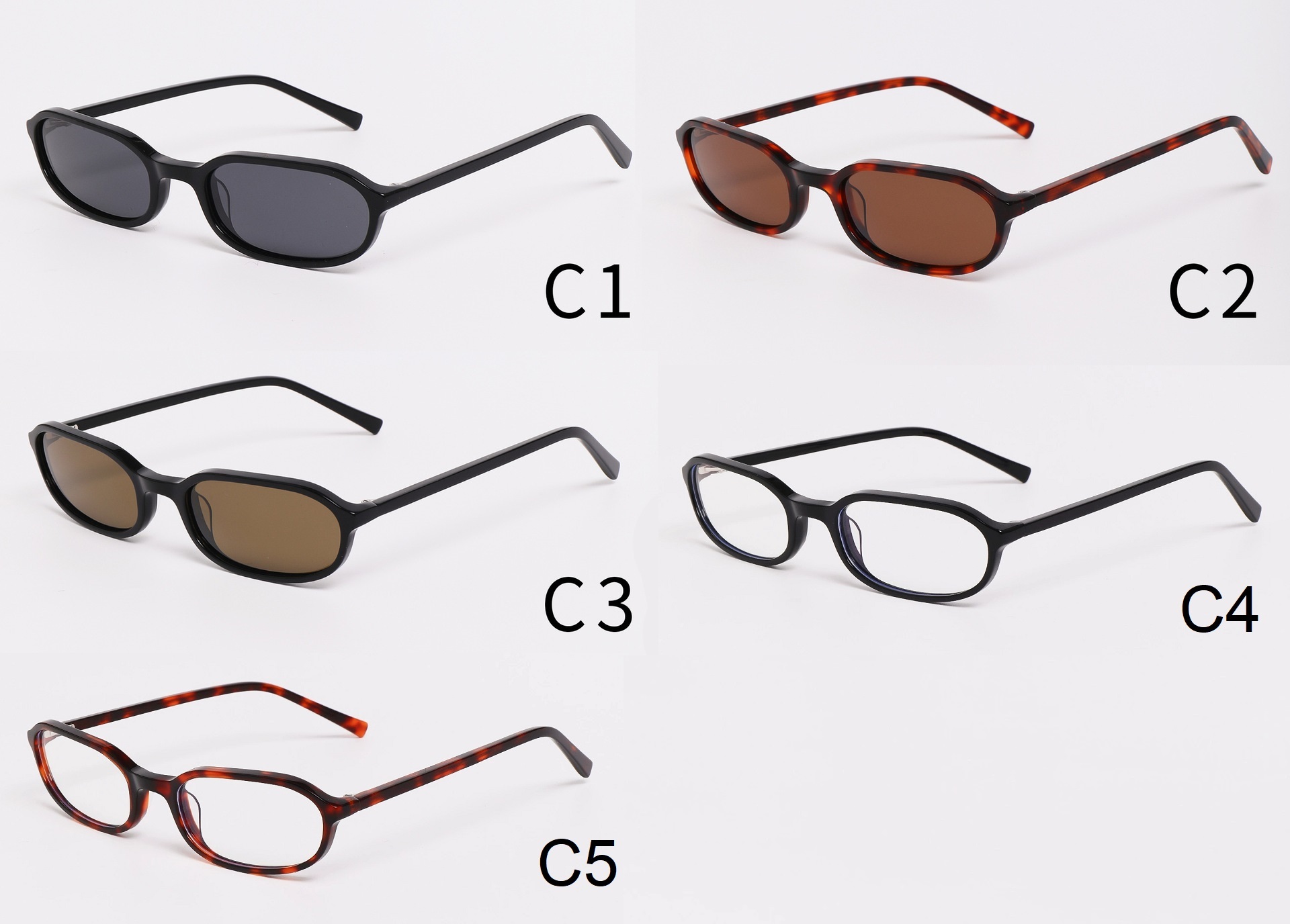 Acetate Small-Frame Rectangle Polarized Sunglasses
