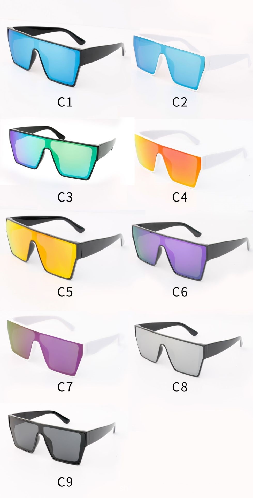Oversized Square Shield Polarized Sunglasses