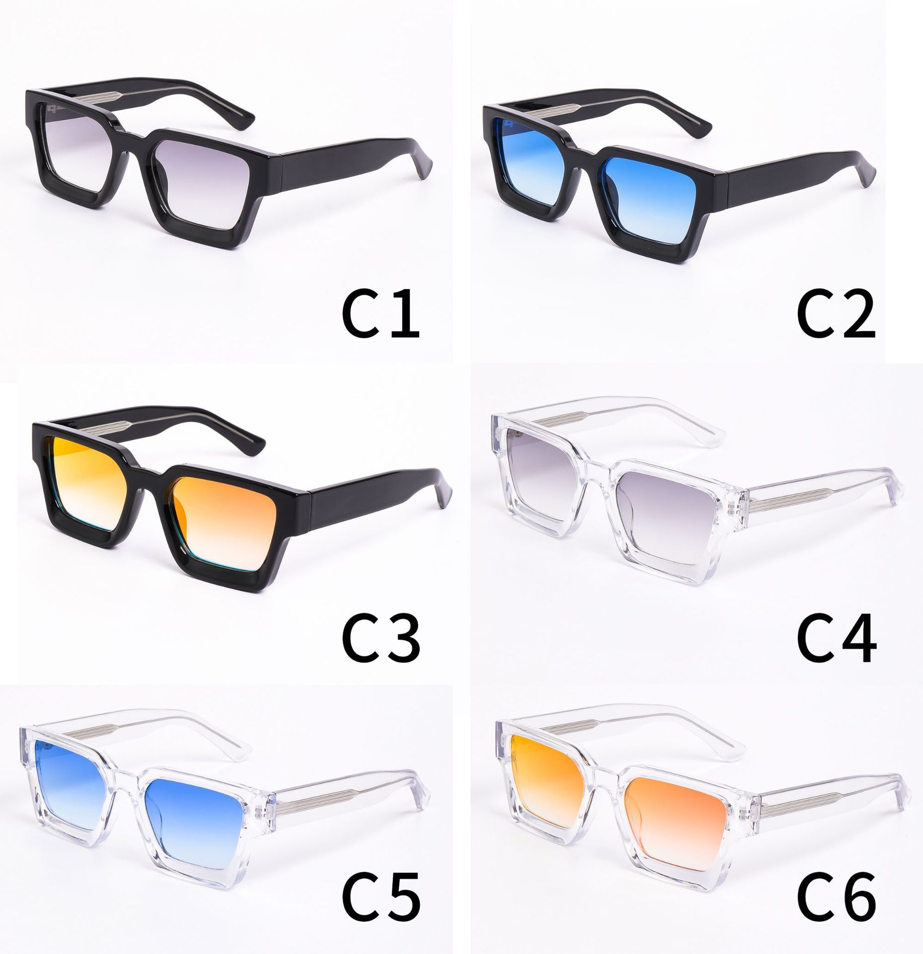 Oversized PC Square Big Frame Gradient Sunglasses UV400