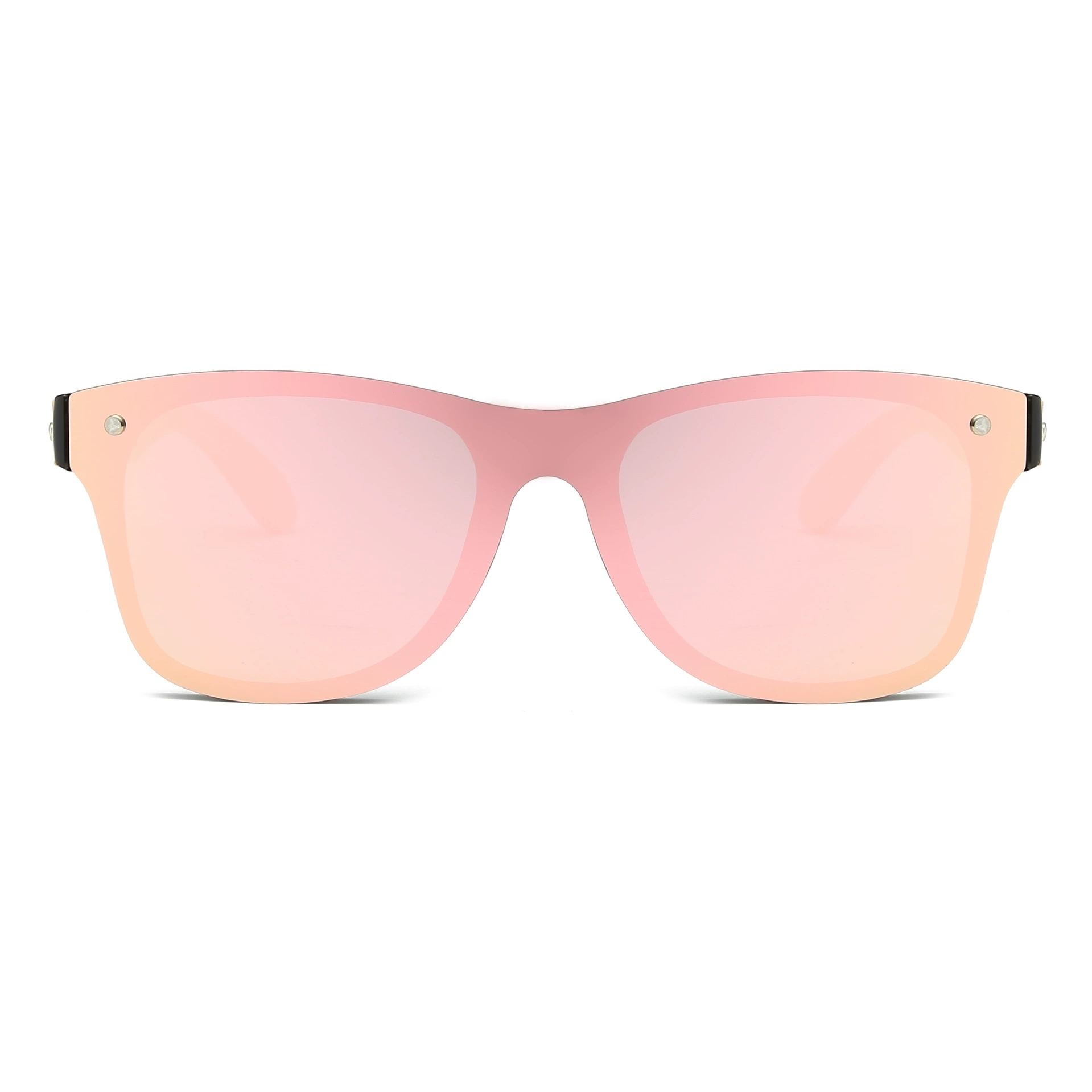 Square Wood Temple Mirrored Sunglasses UV400