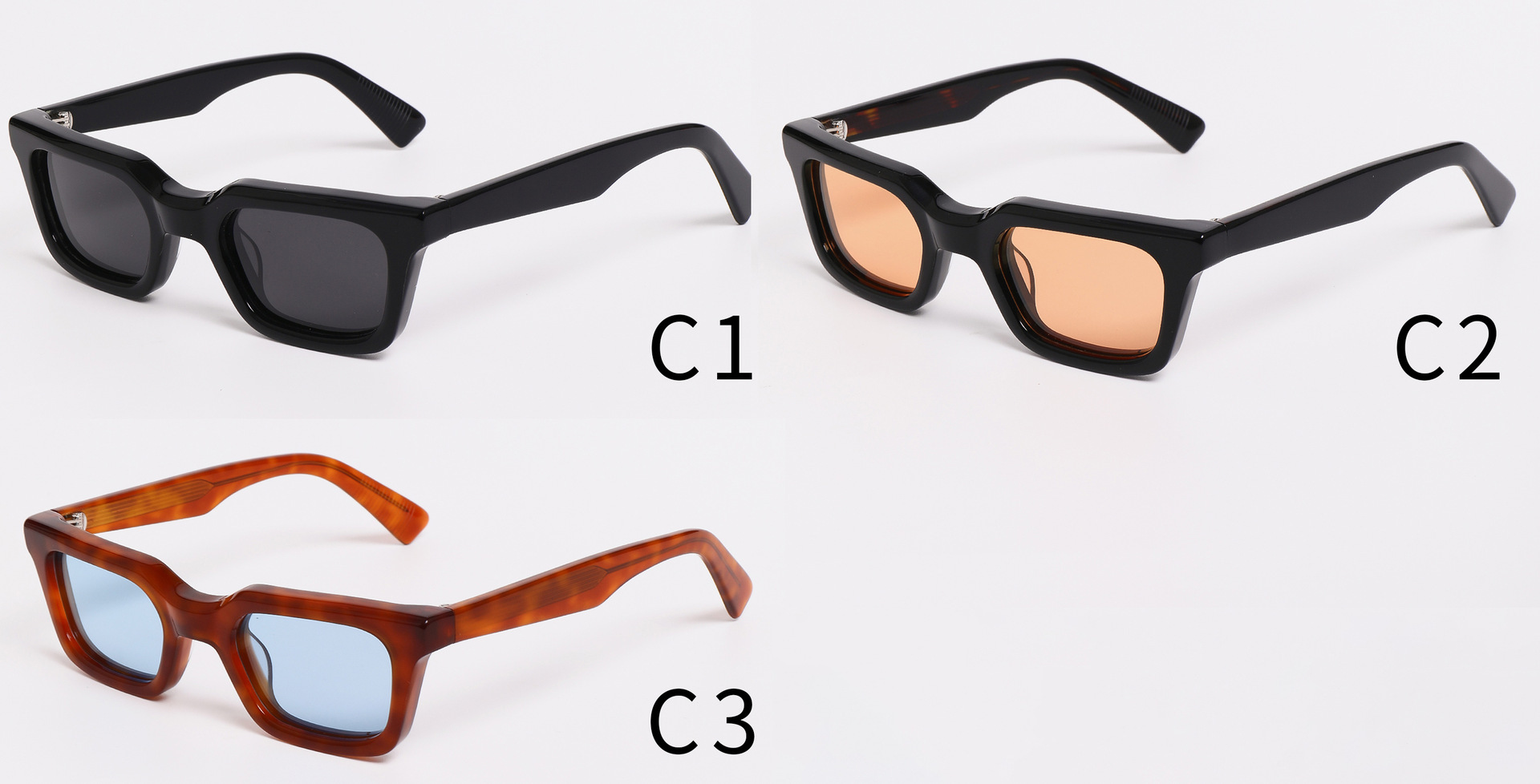 Retro Acetate Square Polarized Sunglasses