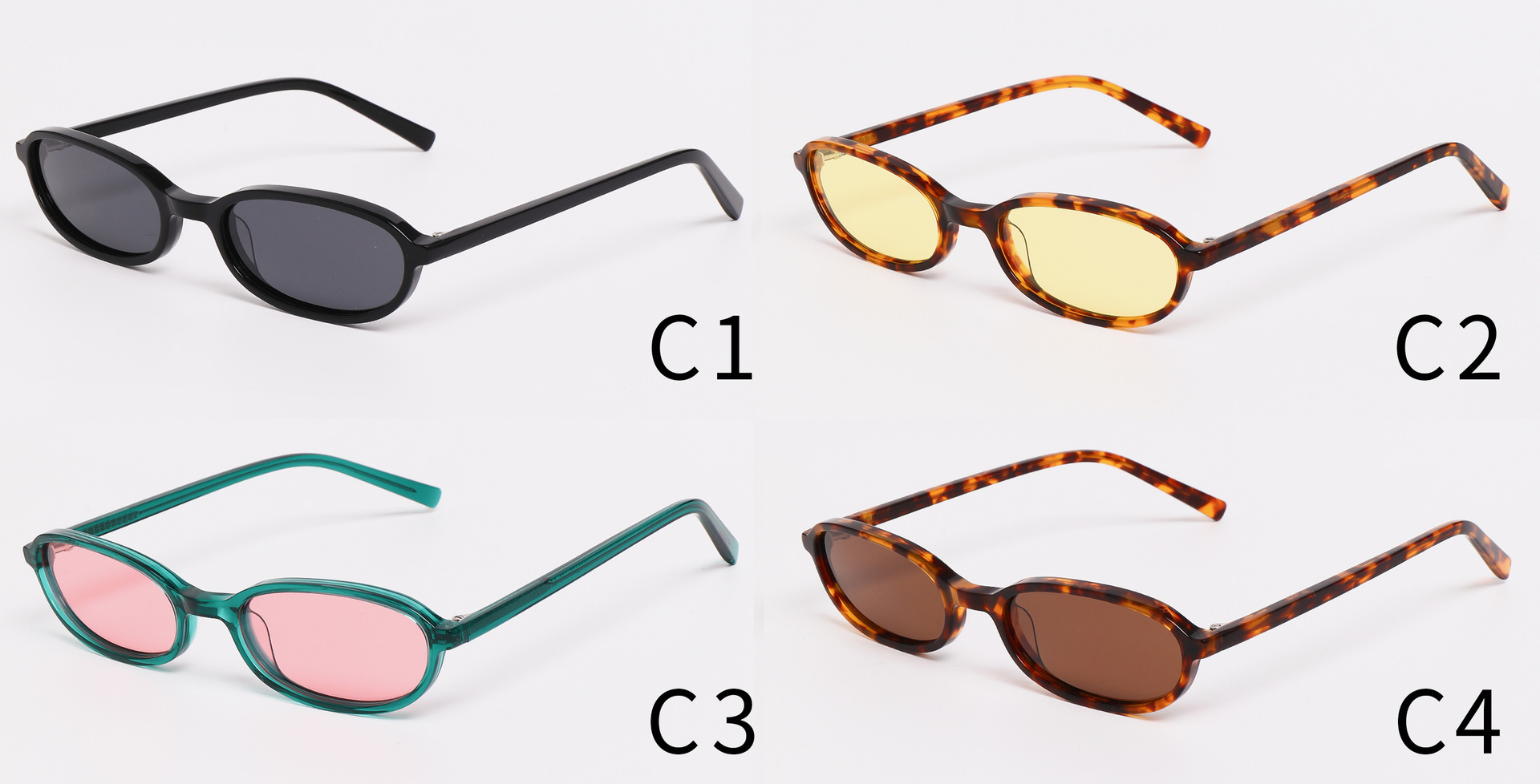 Acetate Small-Frame Oval Polarized Sunglasses