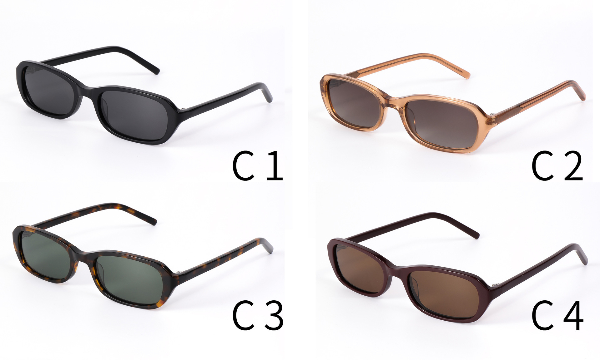 Acetate Rectangle Polarized Sunglasses UV400