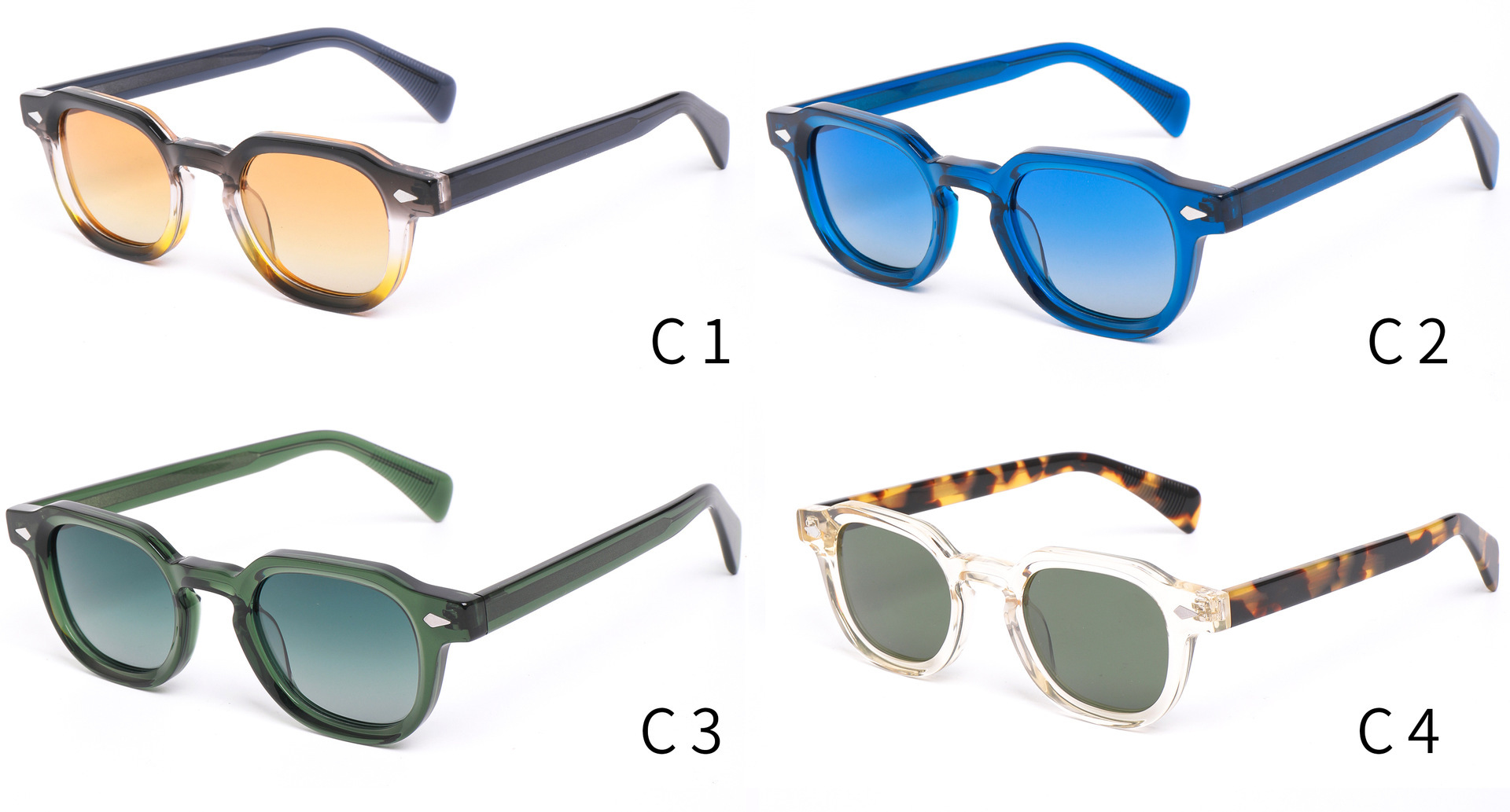 Acetate Square Gradient Polarized Sunglasses