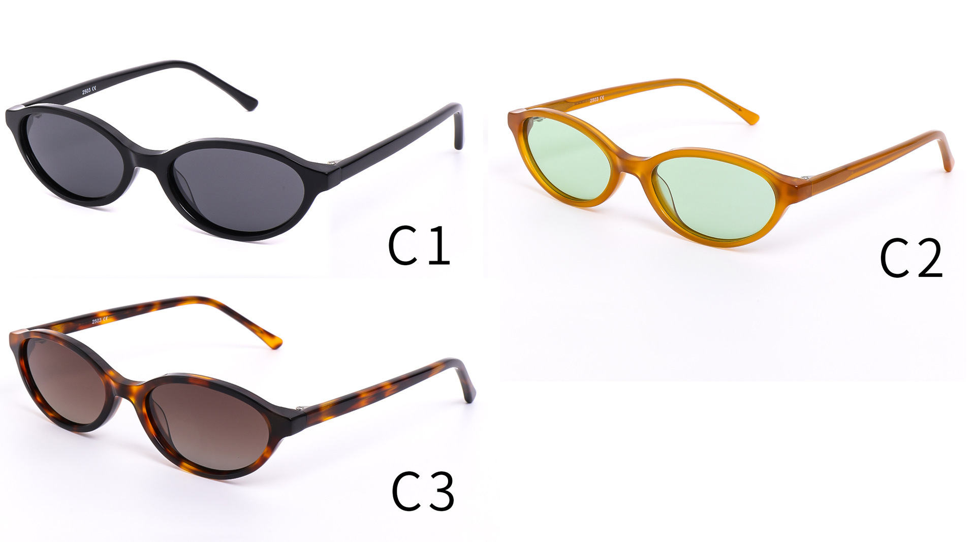 Acetate Small-Frame Oval Sunglasses UV400
