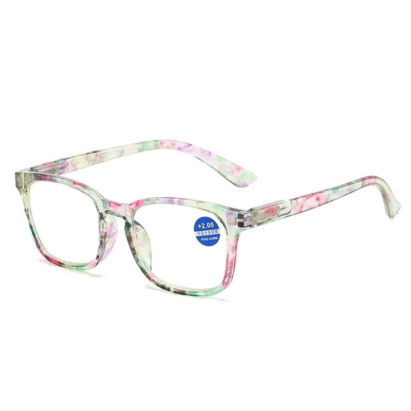 Floral Square Blue Light Blocking Reading Glasses