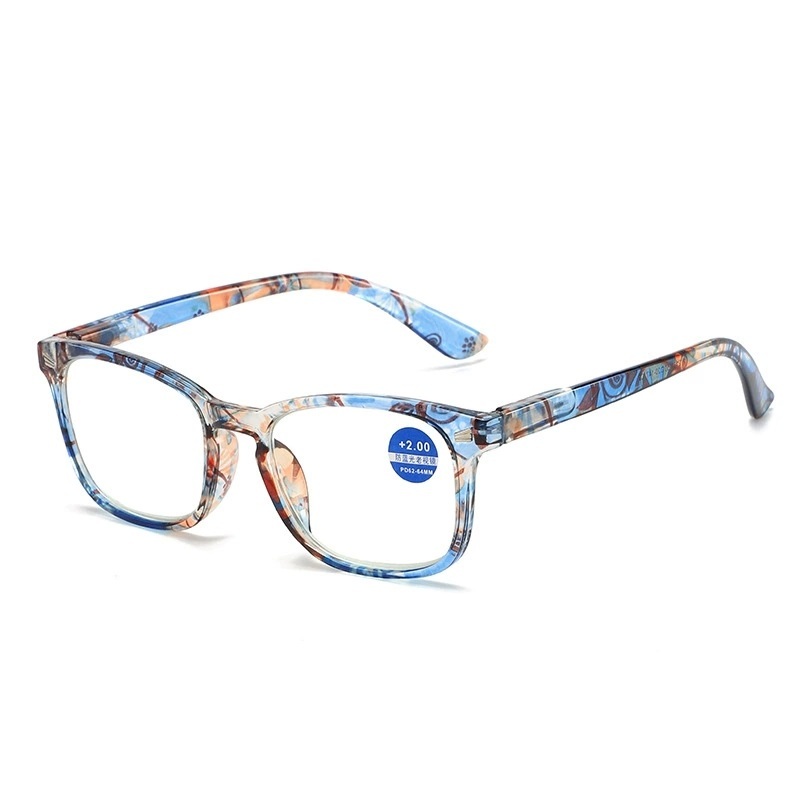 Floral Square Blue Light Blocking Reading Glasses
