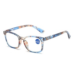 Blue Floral Frame Clear Lens