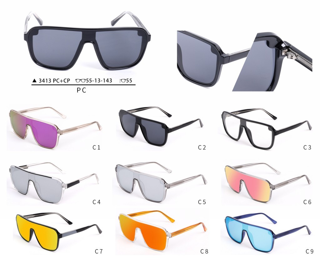 Oversized PC One-Piece Mirrored Cycling Sunglasses