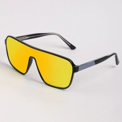 Black Frame Mirrored Gold Lens
